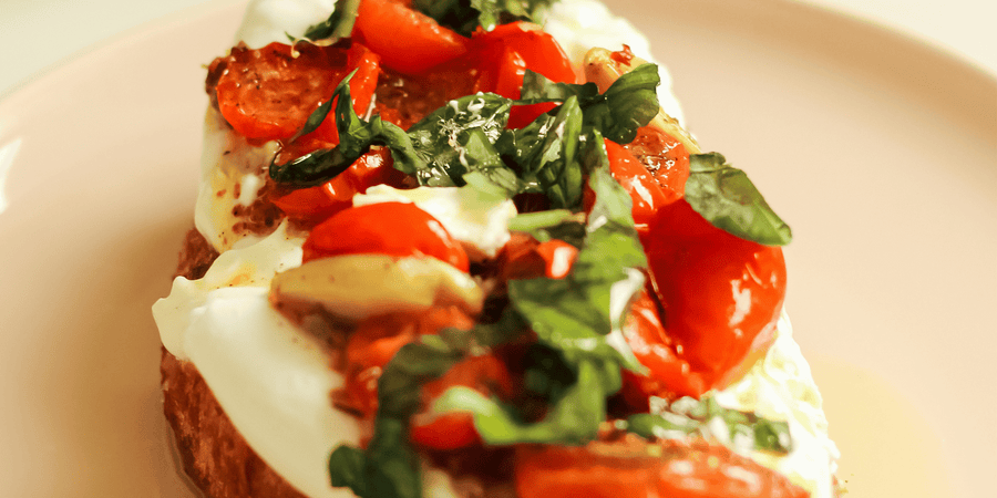 Bruschetta with Buratta Cheese and Tomato Confit