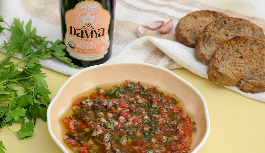 Tomato, Olive & Caper Bruschetta with Anchovy